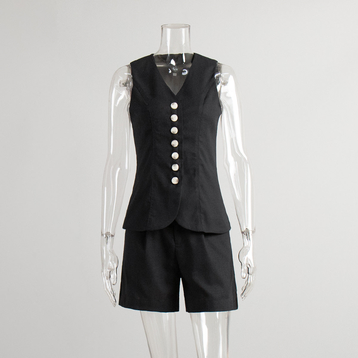 Cotton Linen Vest Shorts Set Summer Office Vest Shorts Set