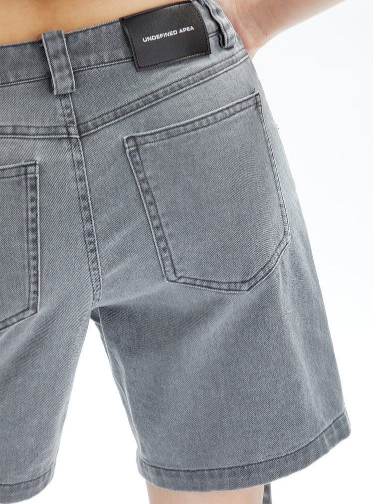 Black Cargo Shorts With Dangling Straps