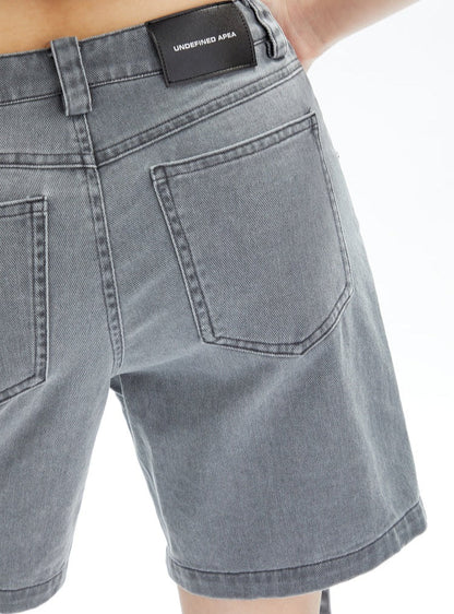 Black Cargo Shorts With Dangling Straps