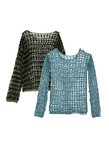 Two-tone Open Knit Sweater
