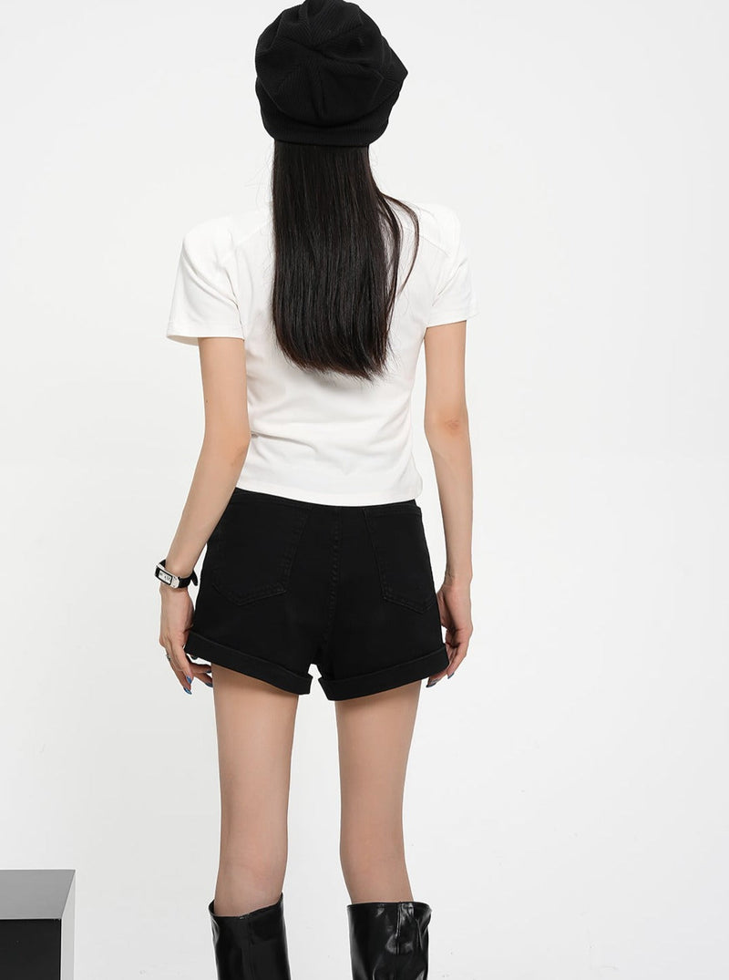 High-waisted Tailored Shorts - Black Mini Dress Shorts