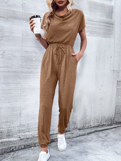 Clothing Short-sleeved Wide Leg Jumpsuit