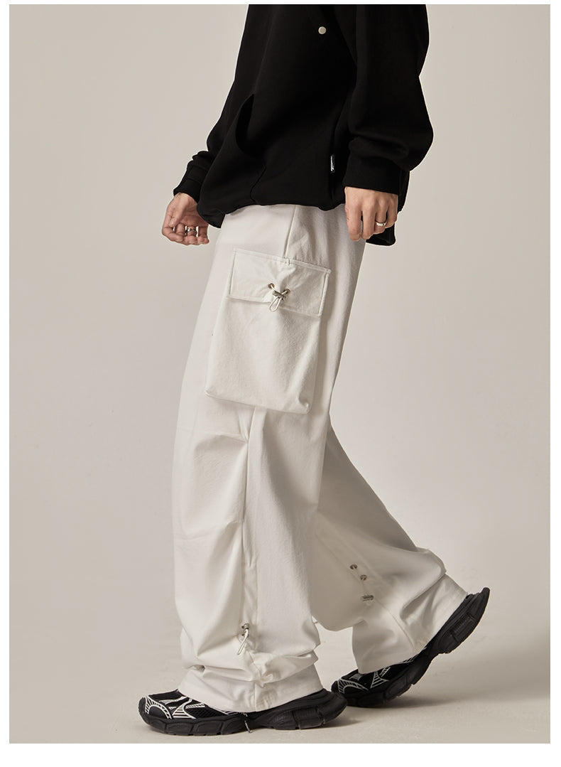 White Loose Cargo Combat Pants