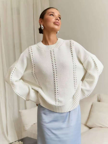 Hollow Knit Crewneck Sweater