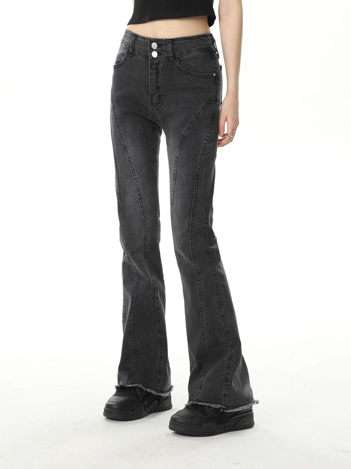 Straight Wide-leg Split-hem Pants