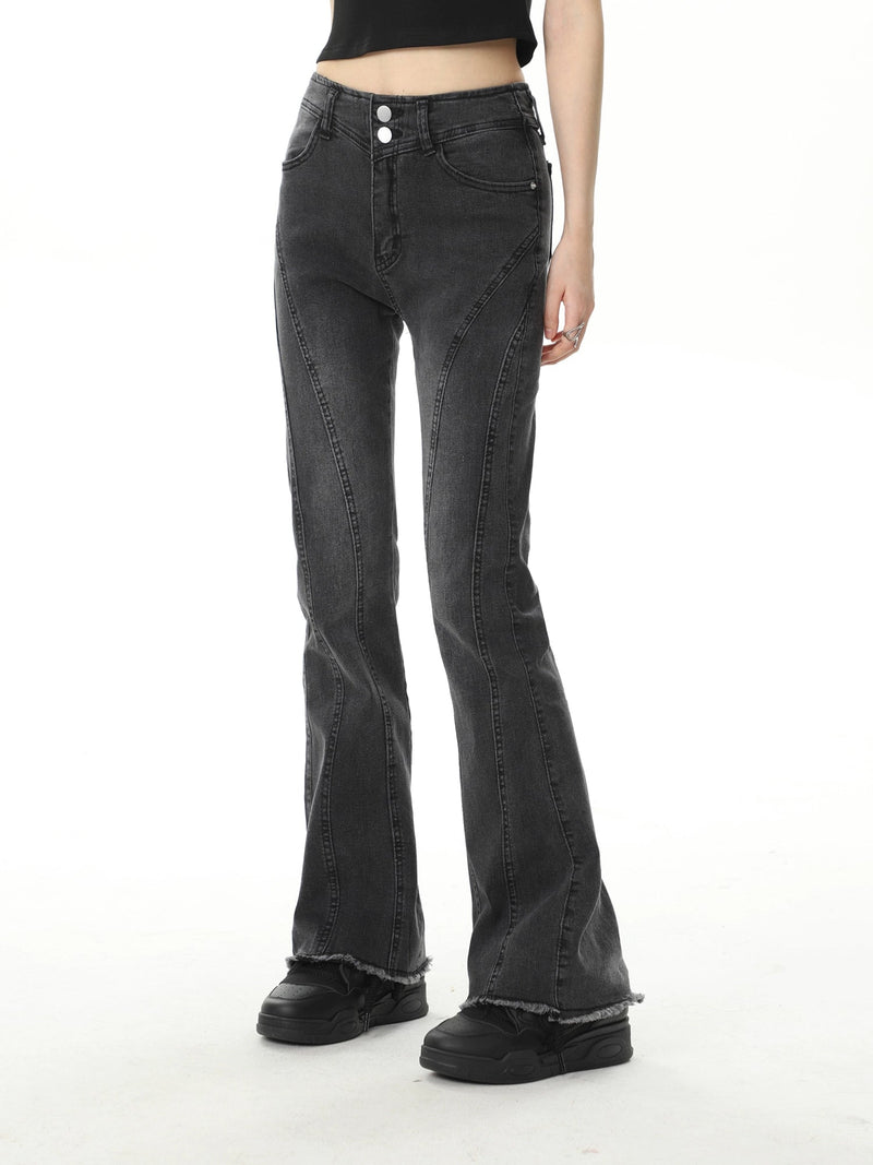 Straight Wide-leg Split-hem Pants