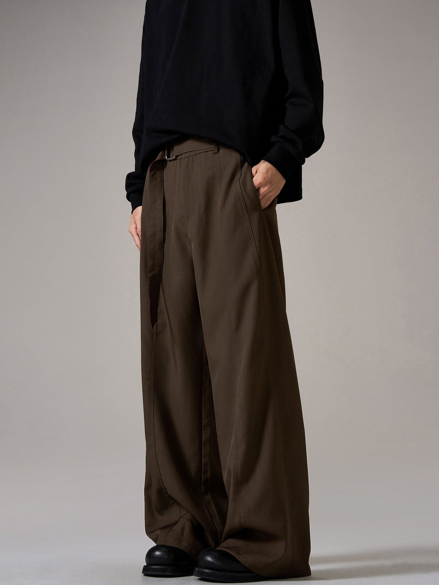 Brown Relaxed Wide Leg Pants