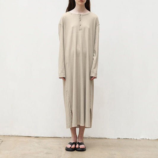 Autumn Long Sleeve Dress Niche Design Loose Artistic Knitted Maxi Dress