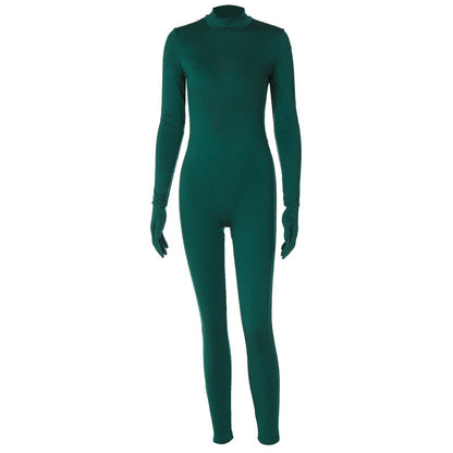 Clothing Winter Backless Slim Fit Color Long Sleeve Jumpsuit