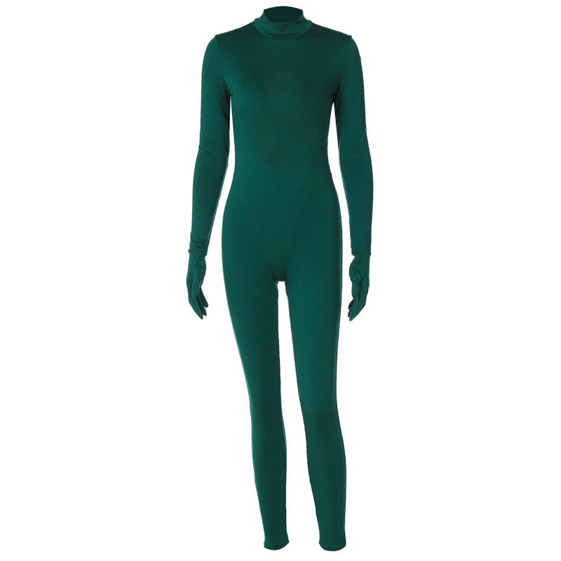Clothing Winter Backless Slim Fit Color Long Sleeve Jumpsuit