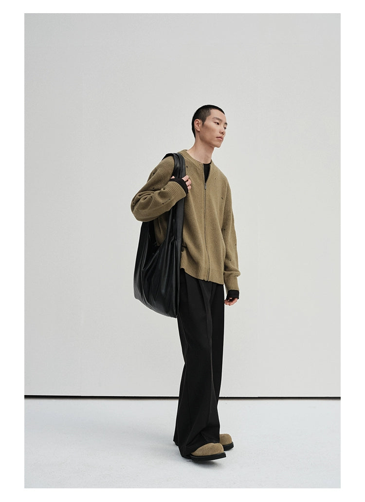 Irregular Distressed Open-knit Cardigan/vest
