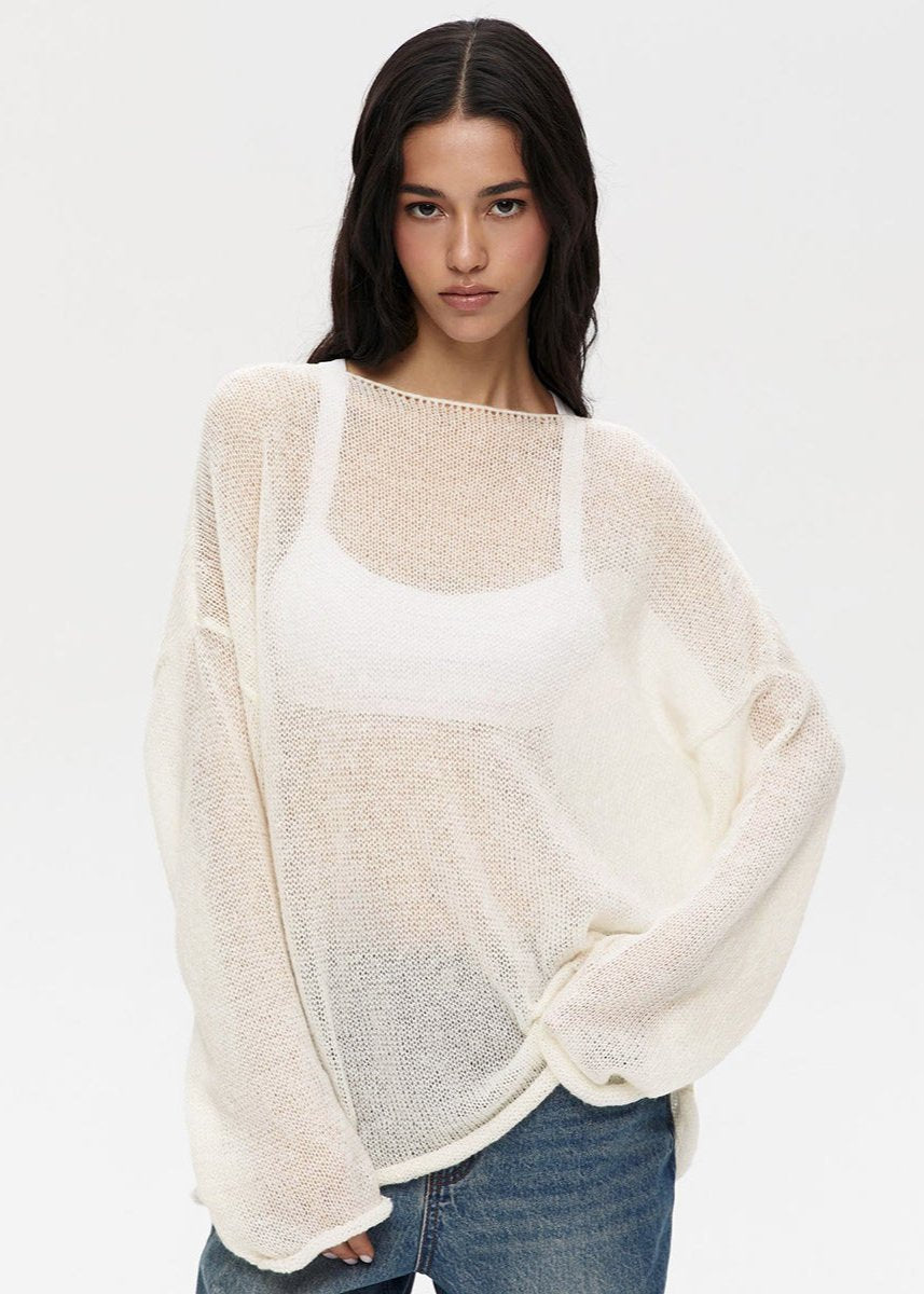 Sheer Pastel Pink Knit Sweater - Soft and