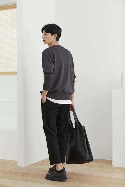 Elastic Waist Wide-leg Cropped Pants