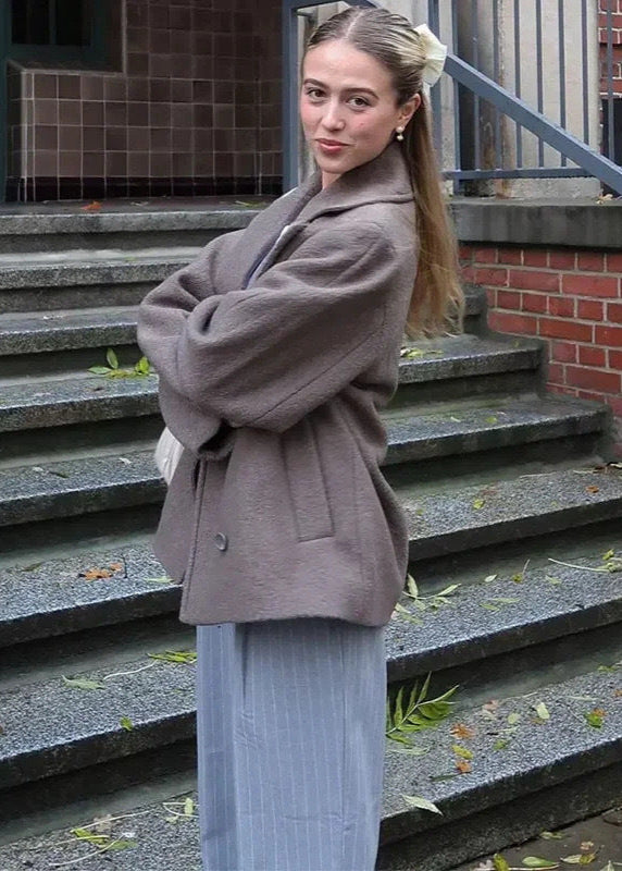 Mocha Aura - Relaxed Wool-blend Coat