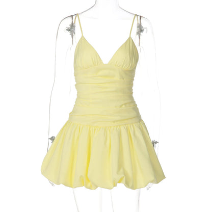 Ruched Bubble Hem Mini Dress