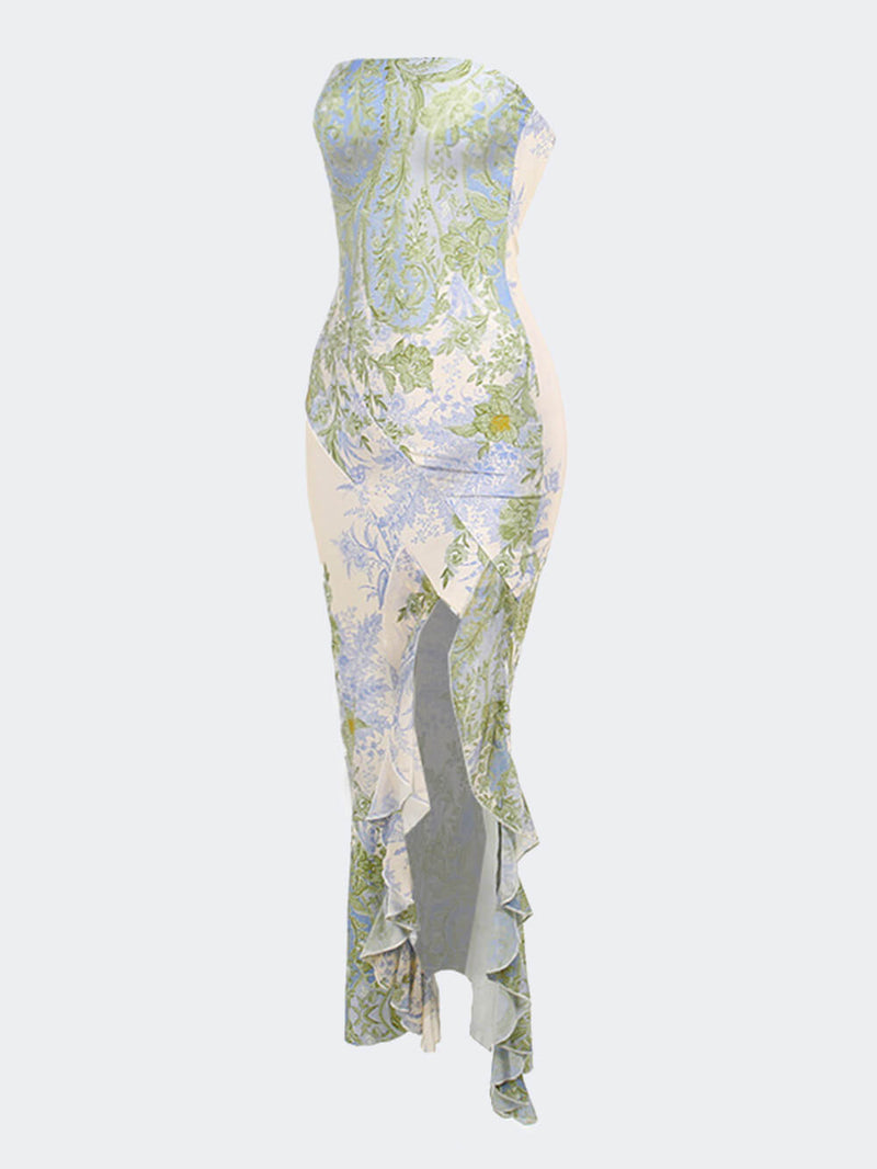 Flowerprint Maxi Dress With Split