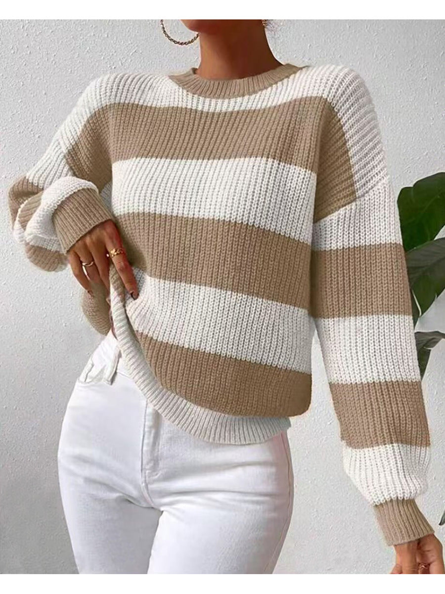 Striped Long Sleeve Crew Neck Sweater