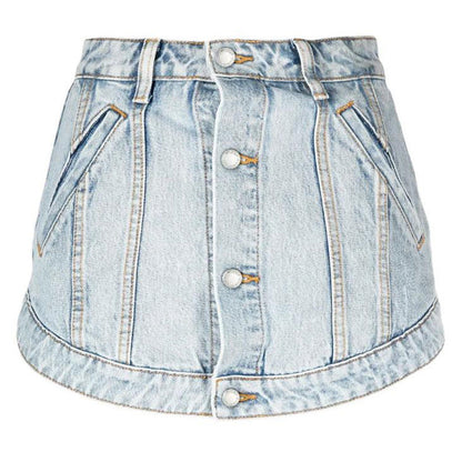Denim Fake Mini Skirt