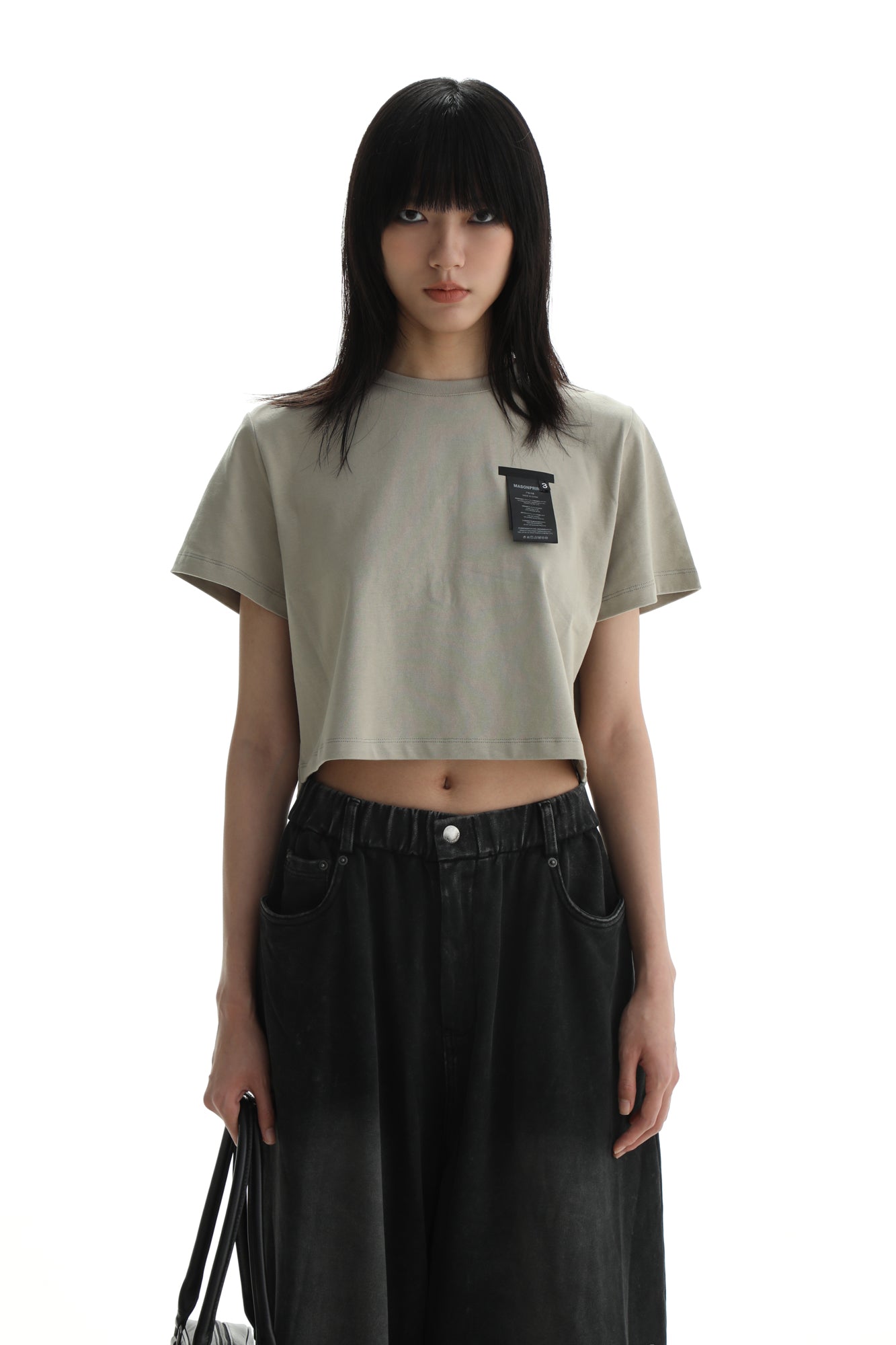Regular & Cropped T-shirt With Washed Signs Graphic