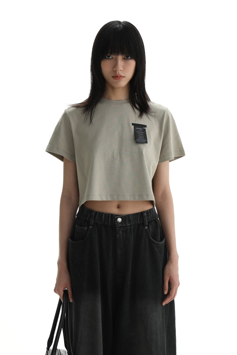Regular & Cropped T-shirt With Washed Signs Graphic