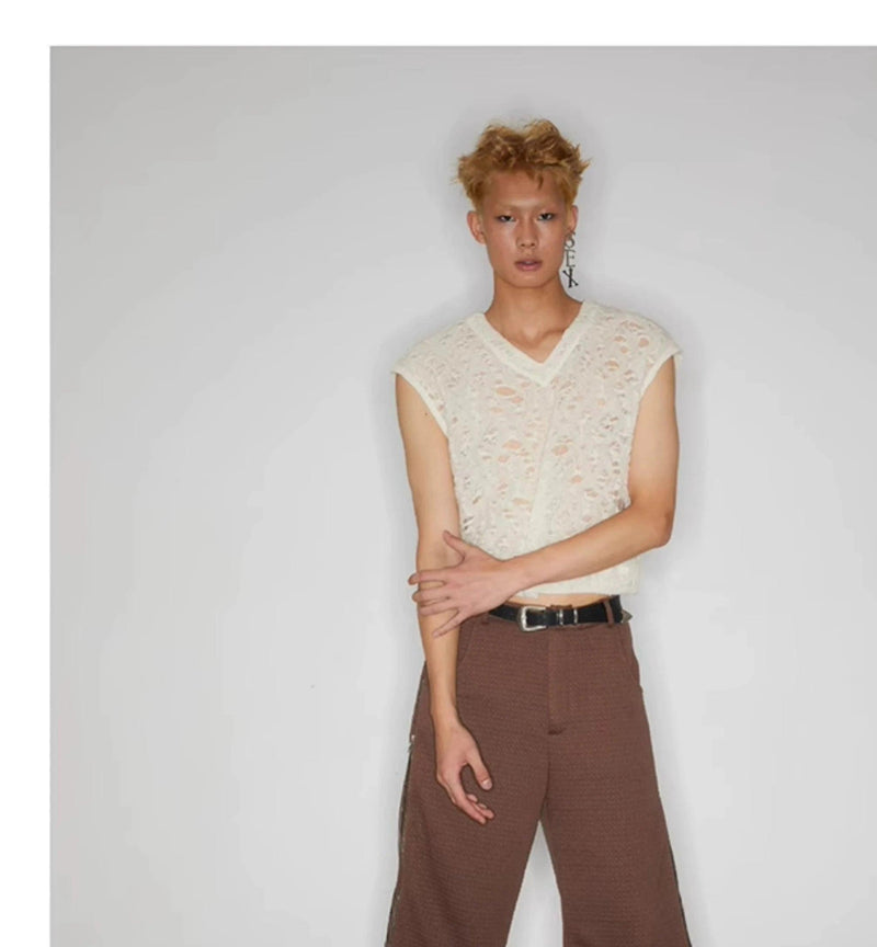 Textured Cream Cap Sleeve Blouse