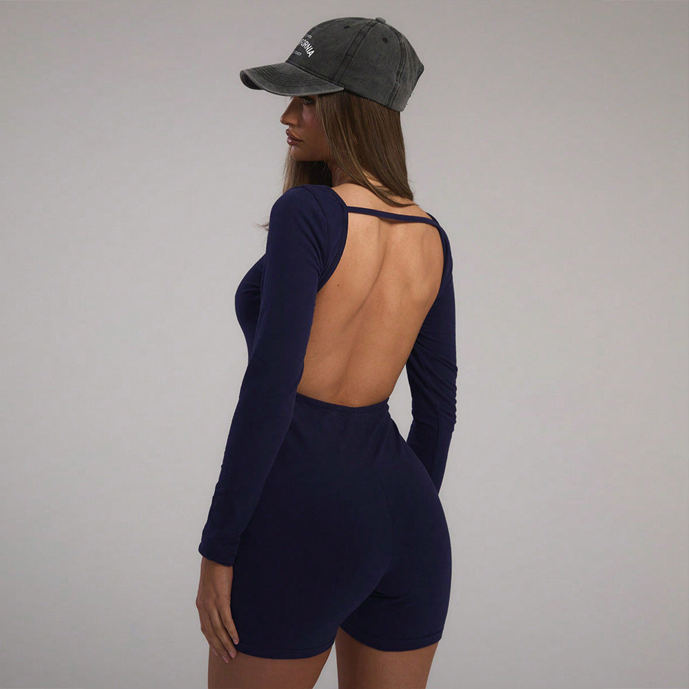 Clothing Minimalist Jumpsuit Autumn Winter Backless Comfortable Belly Contracting Tight Shorts