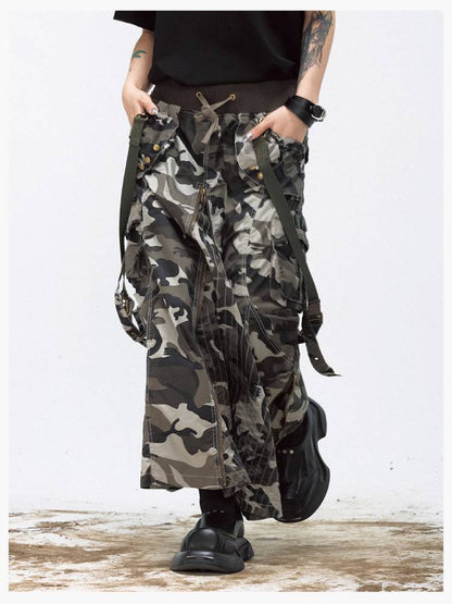 Camouflage Wide-leg Cargo Skirt