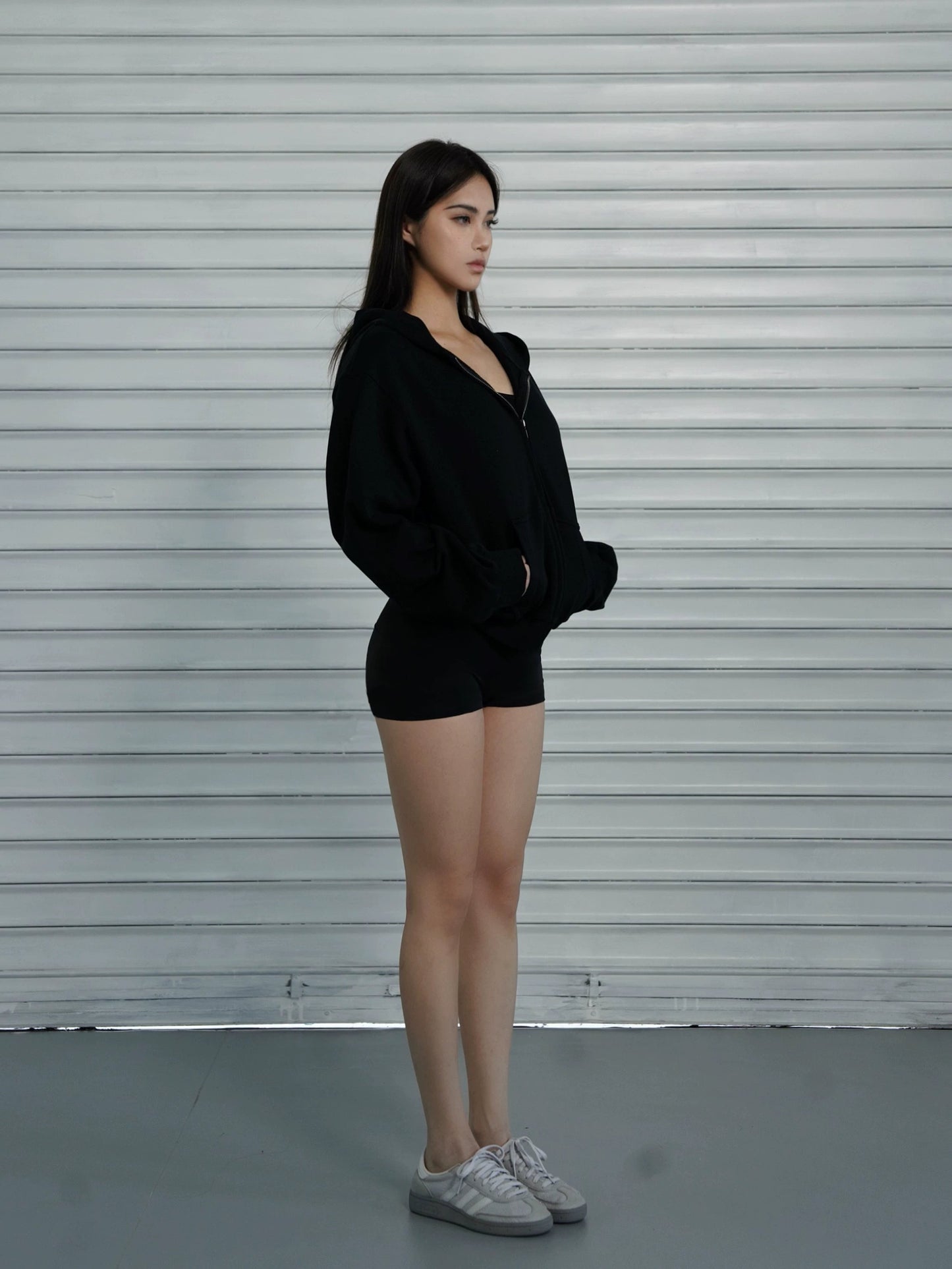 Athletic Zip-up Hooded Sweatshirt
