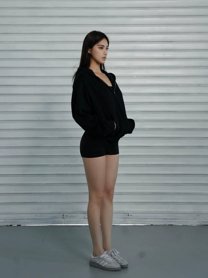 Athletic Zip-up Hooded Sweatshirt