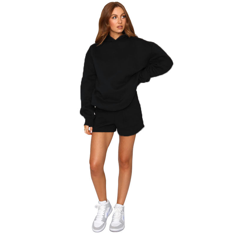 Autumn Winter Color Hooded Pullover Long Sleeve Sweaters Clothing Shorts Suit