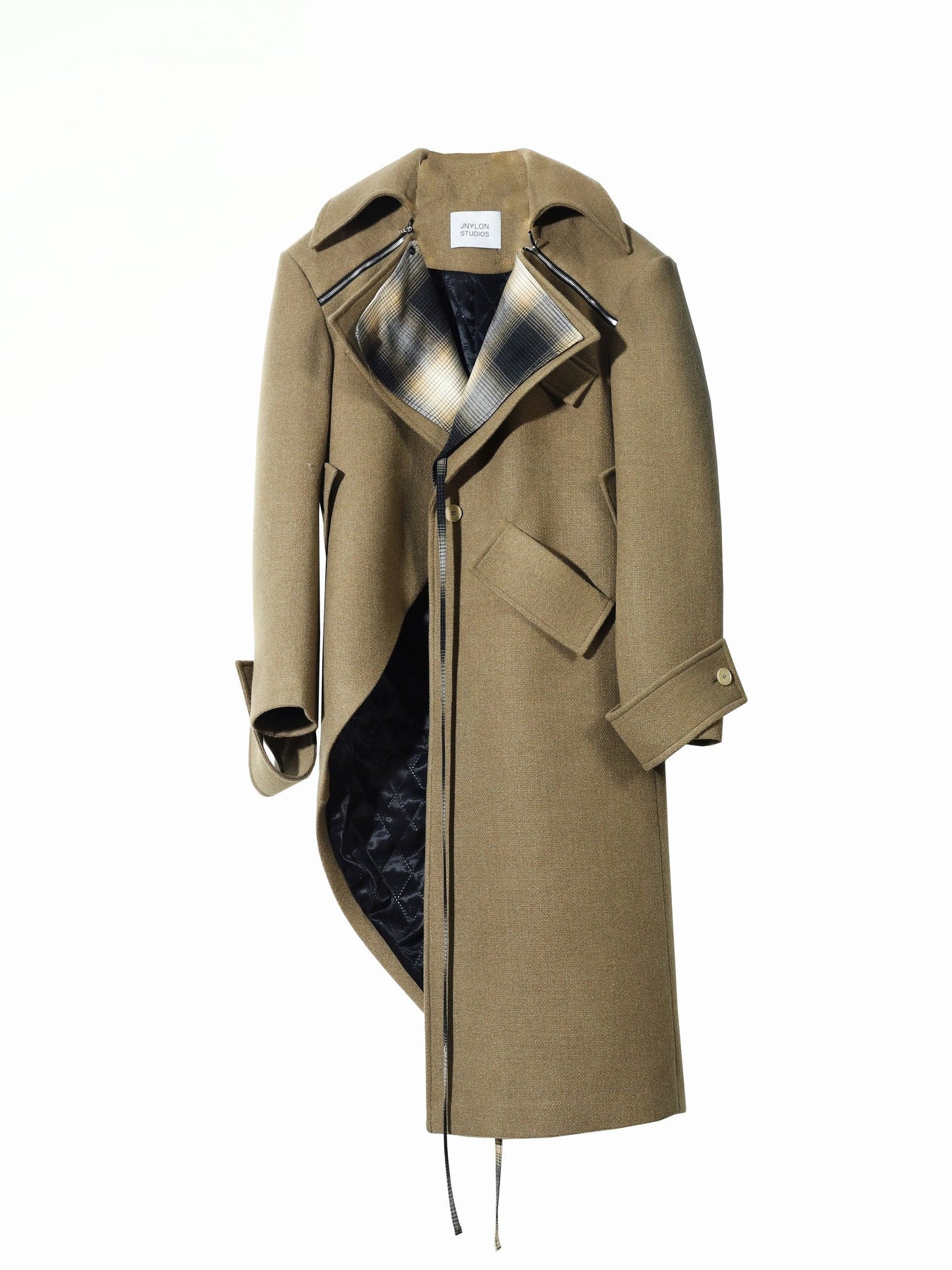 Asymmetric Woolen Coat With Faux Layered Look