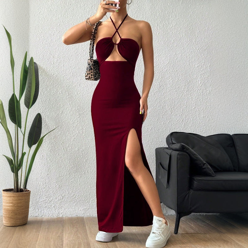 Clothing Spring Summer Halter Dress Socialite Slimming Slim Fit Maxi Dress