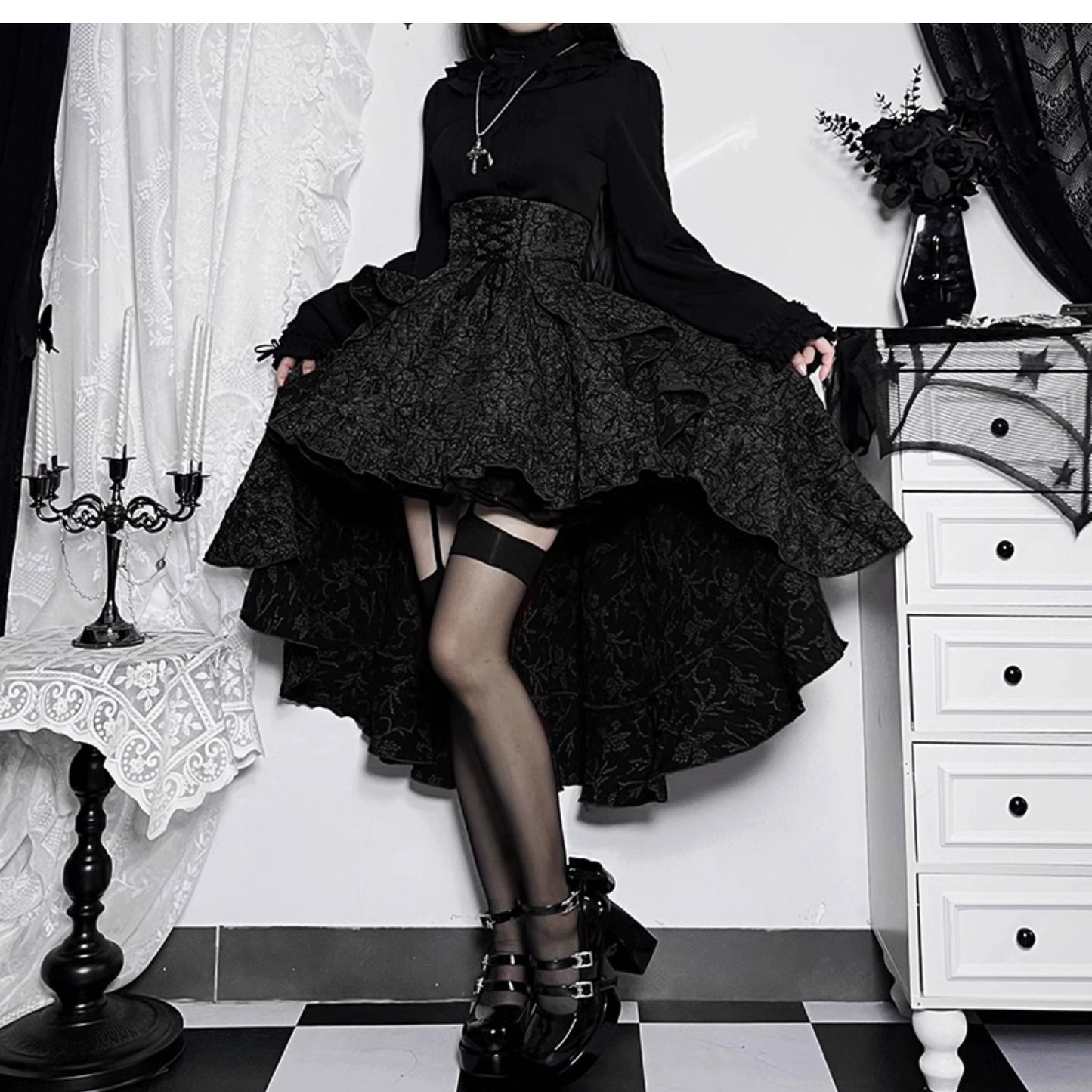 Wannathis Gothic Hooded Maxi Dress - Sleeveless Black Floor-length Gown With Attached Hood