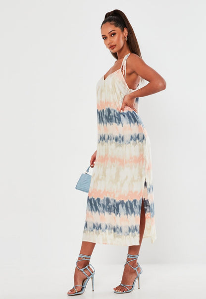 Clothing Suspender Split Tie-dyed Printed Maxi Dress