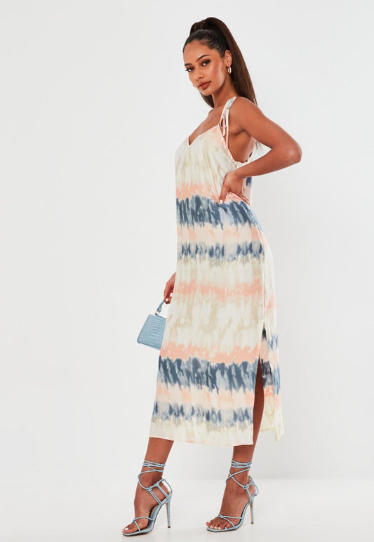 Clothing Suspender Split Tie-dyed Printed Maxi Dress