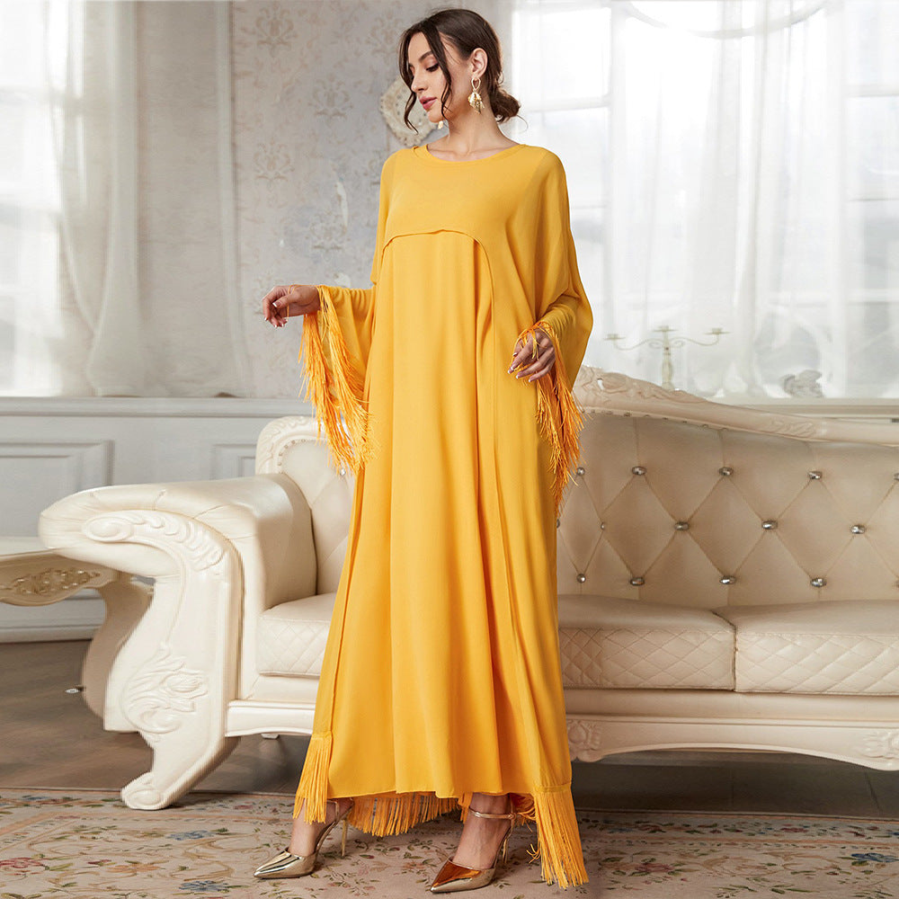 Clothing Arrival Tassel Long Blouse Mesh Dress Autumn Color Suit