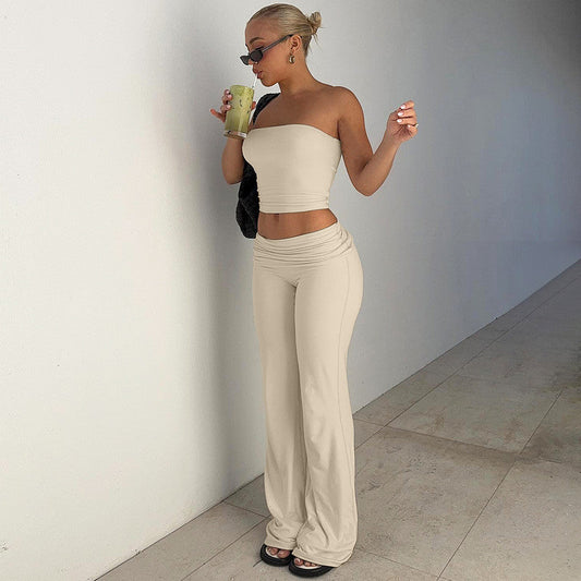 Clothing Autumn Color Tube Top Top Flared Pants Slim Fit Suit