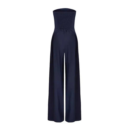 Backless Slim Fit Smocking Jumpsuit