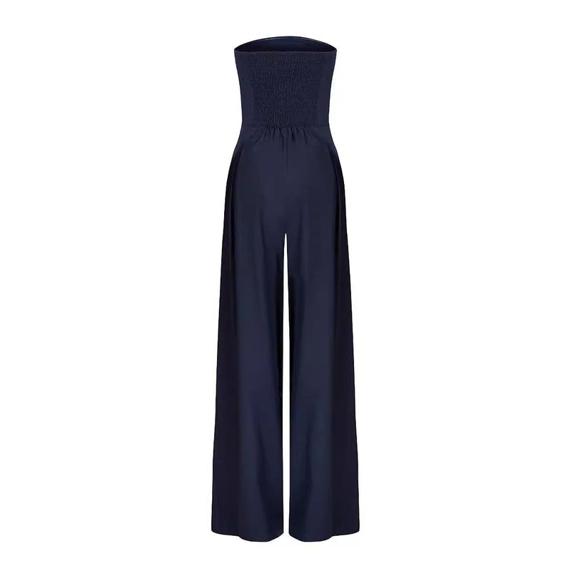 Backless Slim Fit Smocking Jumpsuit