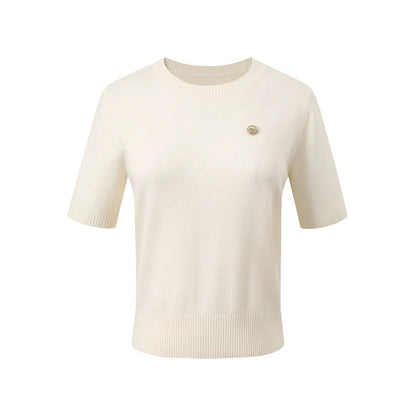 Essential Knit Short Sleeve Sweater - Classic Crew Neck Tee