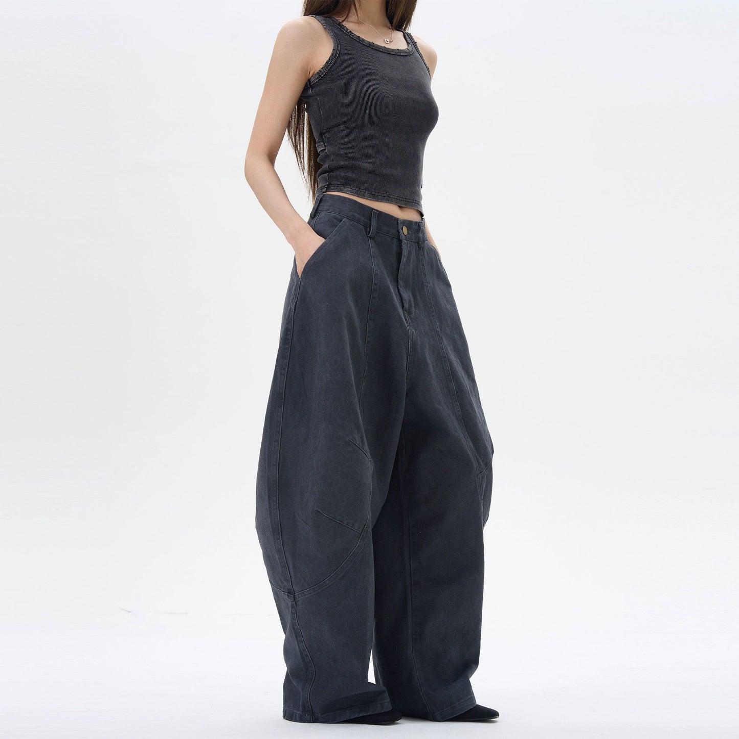 Olive Wide-leg Cargo Chain Pants