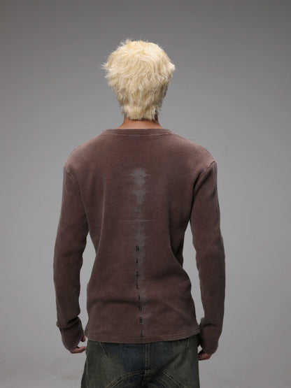 Brown Textured V-neck Sweater