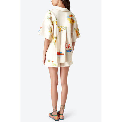 Spring Summer Vacation Flip Batwing Sleeve Set Loose Pockets Two-piece Set for