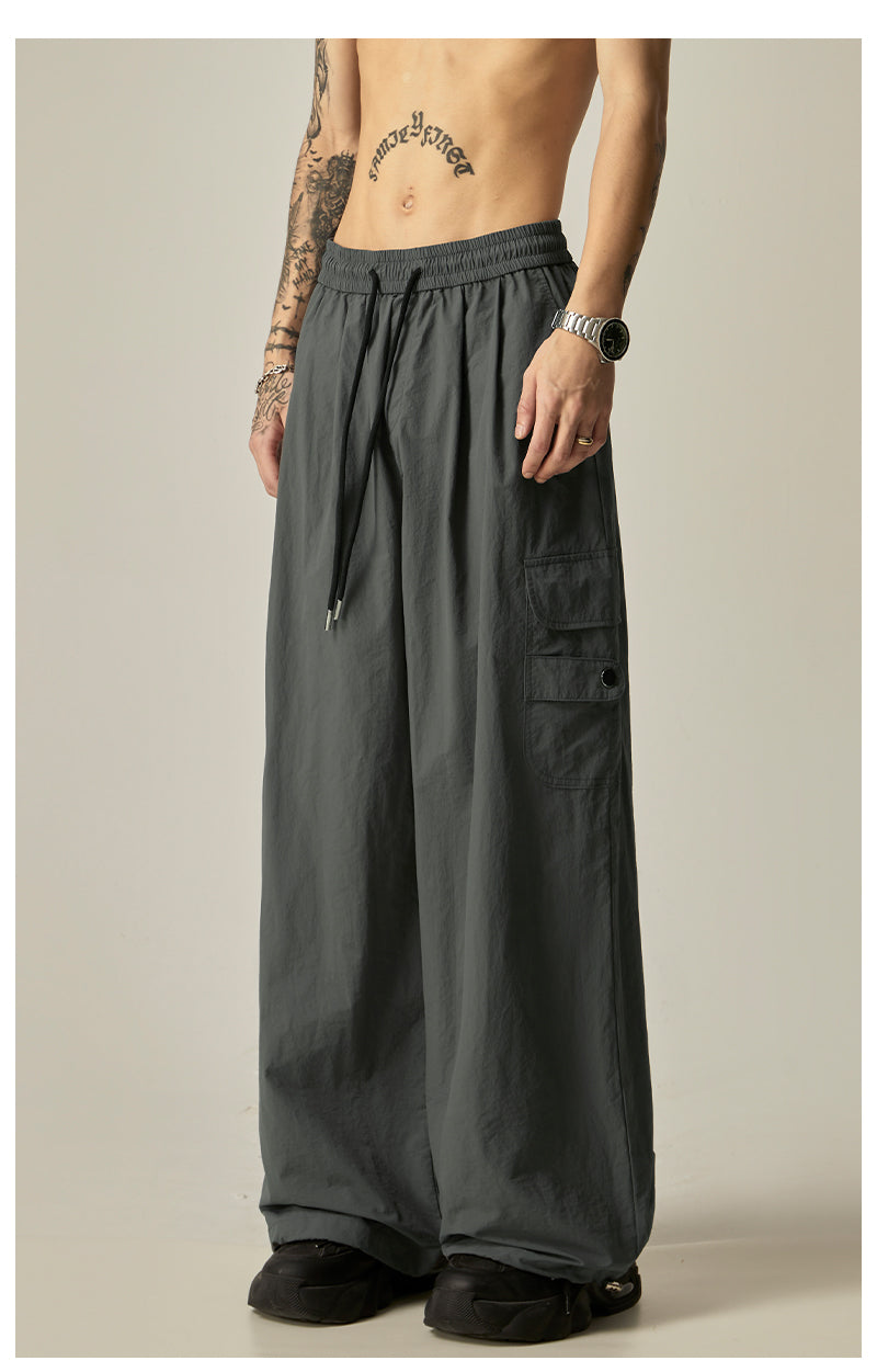 Charcoal Wide Leg Utility Pants