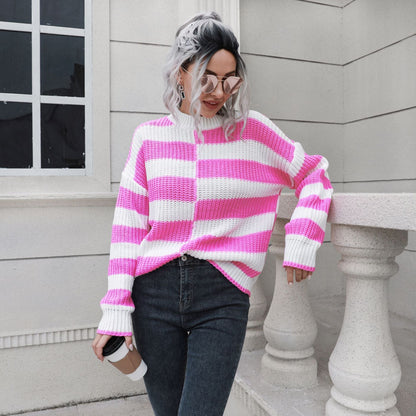 Striped Sweater Loose Autumn Winter Long Sleeve Knitwear Sweater