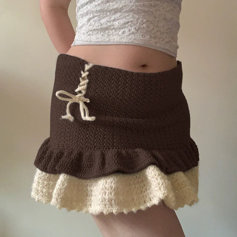 Ahlam Colorblock Wool A-line Skirt