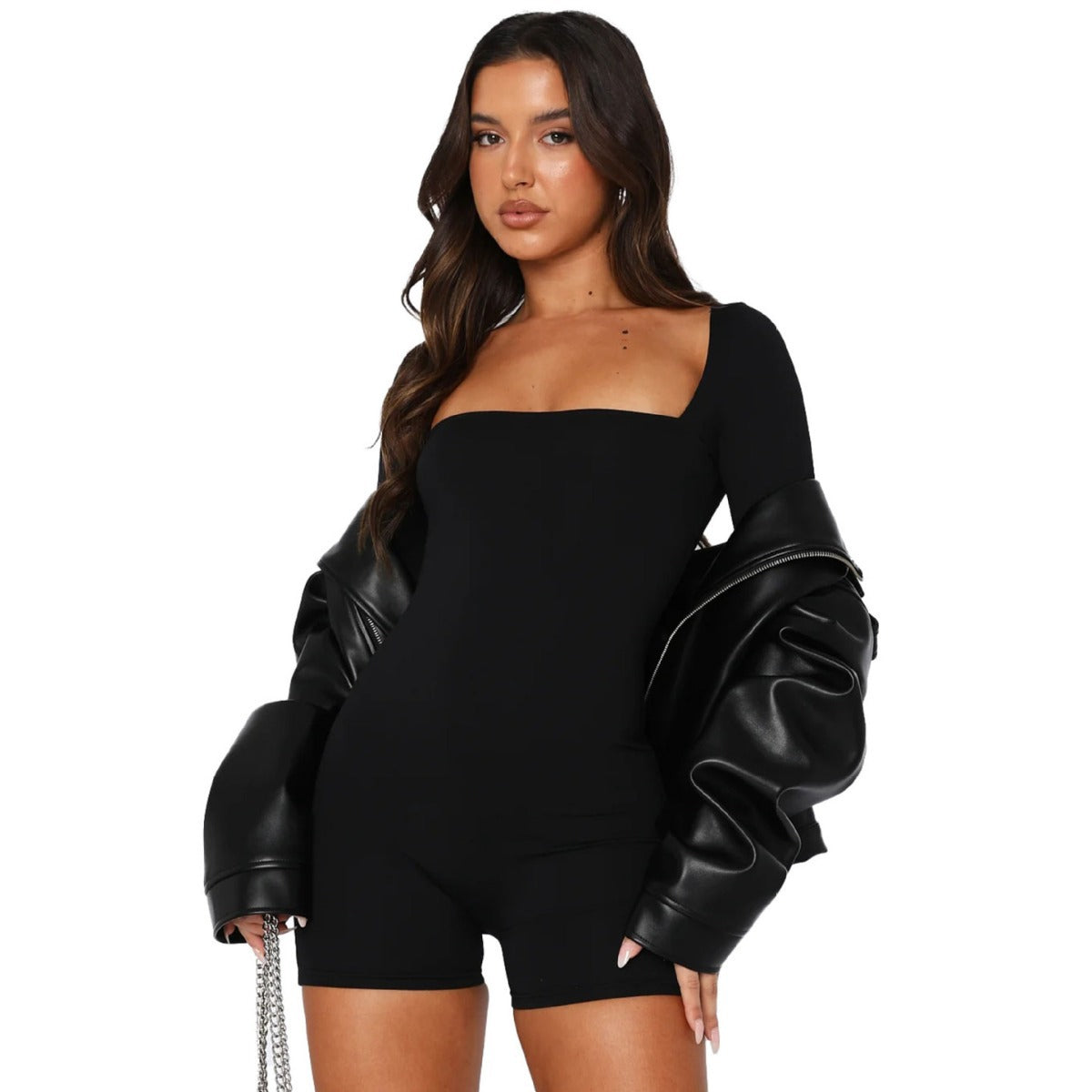 Clothing Pure Black Dress Jumpsuit Thick