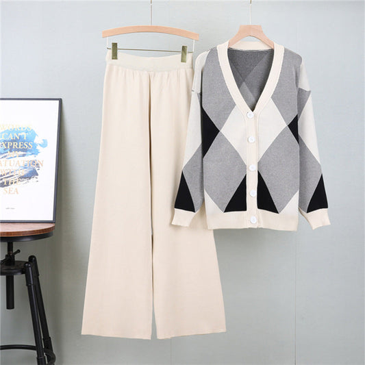 Apricot - Knitted Cardigan Two Piece Set