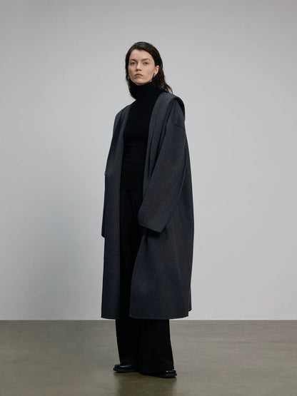 Hooded Long Woolen Coat