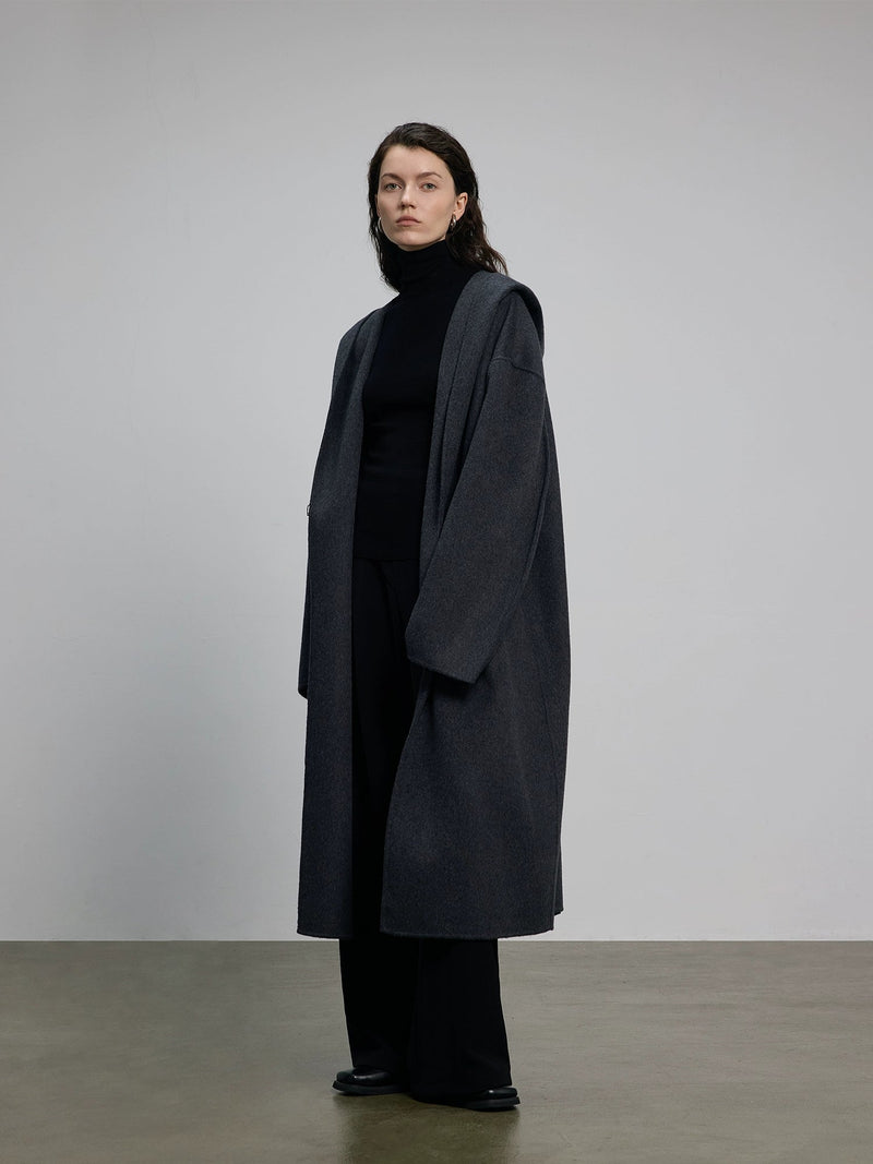 Hooded Long Woolen Coat